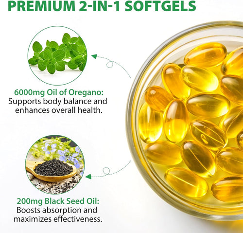 Wild Oregano Oil + Black Seed Oil (6000 mg)