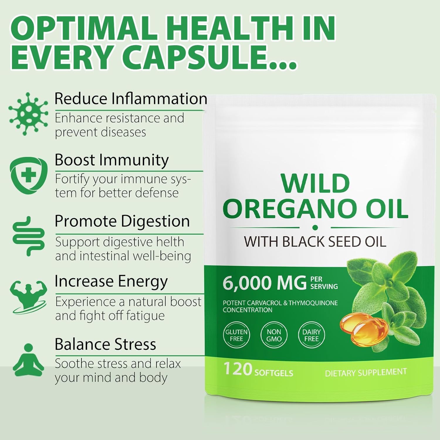 Wild Oregano Oil + Black Seed Oil (6000 mg)
